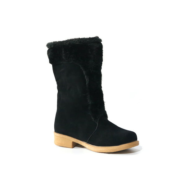 Women Winter Warm Ankle Boots Ladies Fur Snow Buckle Flats Suede Shoes Size 5-10 